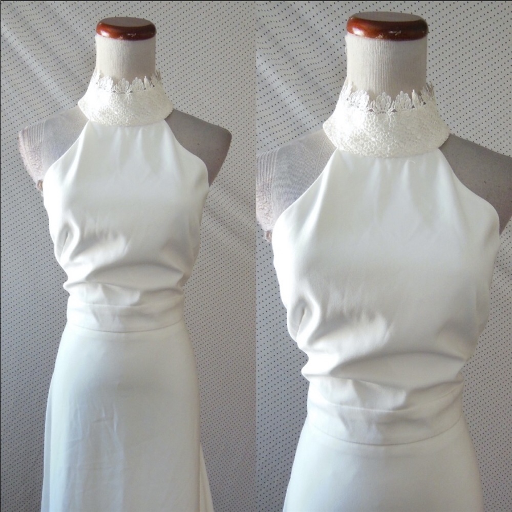 Monique Lhuillier White Crepe gown